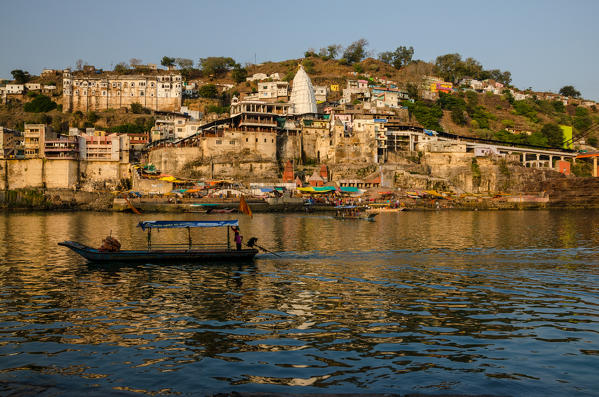 Omkareshwar, Madhya Pradesh, India. A view of the Narmada River.