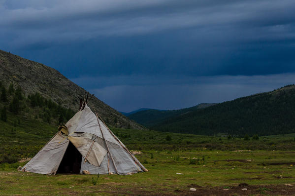 A Tepee at the Tsaatan Camp, Hovsgol Province, Northern Mongolia.