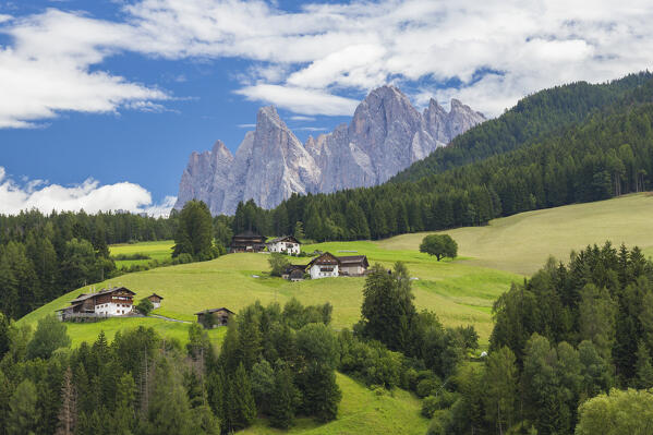 Funes valley (val di Funes) in a summer time, Odle Dolomites, Bolzano province, South Tyrol, Trentino alto adige, Italy, Europe