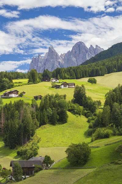 Funes valley (val di Funes) in a summer time, Odle Dolomites, Bolzano province, South Tyrol, Trentino alto adige, Italy, Europe