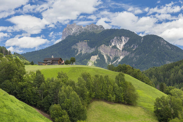 Funes valley (val di Funes) in a summer time, Odle di Eores Dolomites, Bolzano province, South Tyrol, Trentino alto adige, Italy, Europe