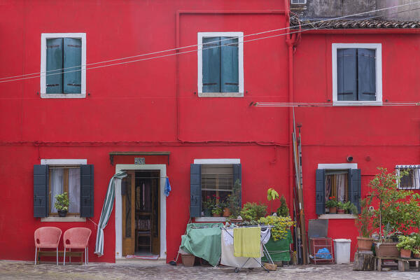 Colorful house of Burano island, Venice, Veneto, Italy, Europe
