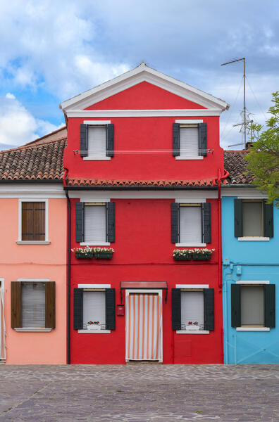 Colorful houses of Burano island, Venice, Veneto, Italy, Europe