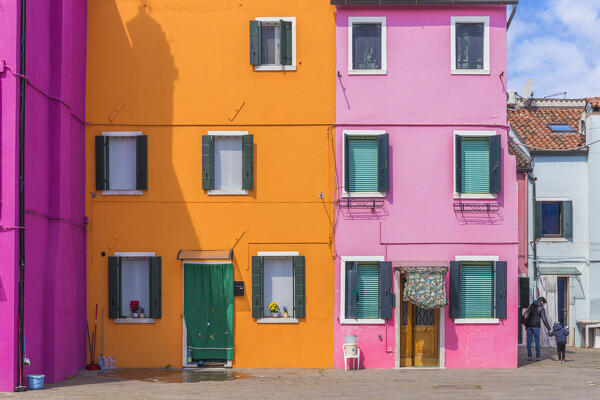 Colorful houses of Burano island, Venice, Veneto, Italy, Europe