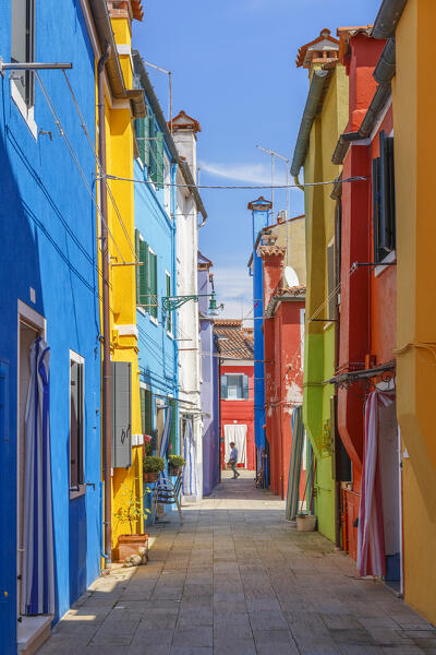 Colorful houses of Burano island, Venice, Veneto, Italy, Europe