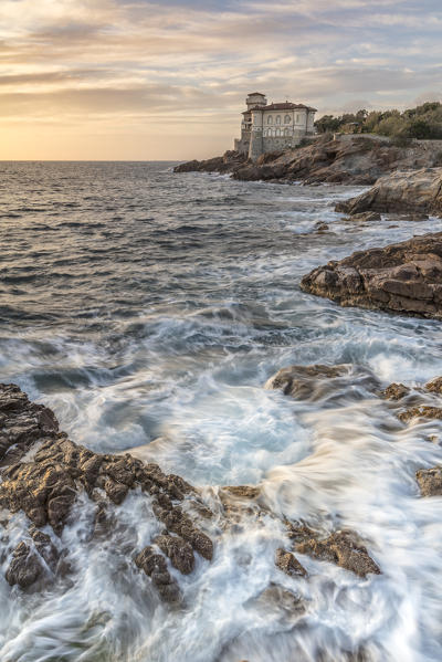 A view of the Castle of Boccale at sunset, Livorno, Tuscany, Italy