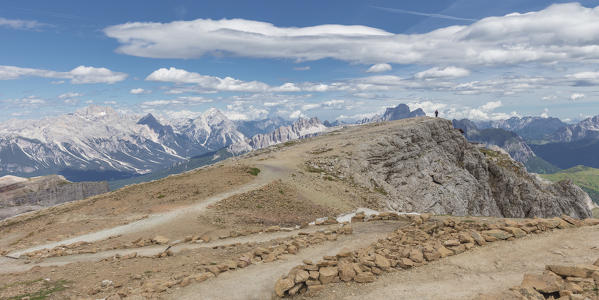 View from Rifugio Lagazuoi, Falzarego Pass, Cortina d'Ampezzo, Dolomiti, Dolomites, Belluno Province, Veneto District, Italy