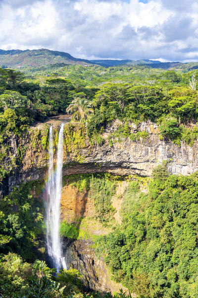 The Chamarel waterfall. Chamarel, Black River (Riviere Noir), Mauritius, Africa
