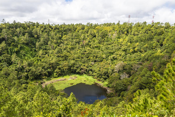 The crater of Trou aux Cerfs volcano. Curepipe, Plaines Wihlems, Mauritius, Africa