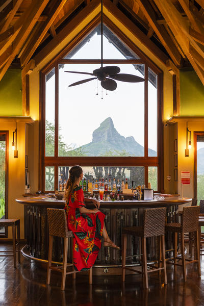 The Dix-neuf bar at the Tamarina golf club. Tamarin, Black River (Riviere Noir), Mauritius, Africa (MR)