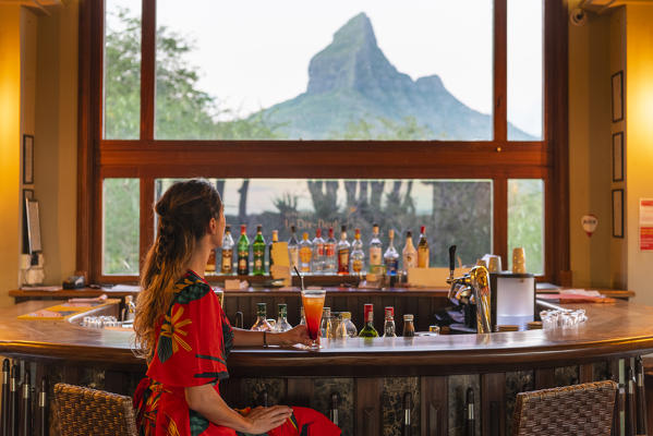 The Dix-neuf bar at the Tamarina golf club. Tamarin, Black River (Riviere Noir), Mauritius, Africa