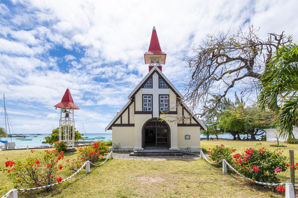 The Notre Dame Auxiliatrice church, Cap Malheureux, Riviere du Rempart, Mauritius, Africa