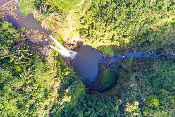 Aerial view of Chamarel waterfall. Chamarel, Black River (Riviere Noir), Mauritius, Africa