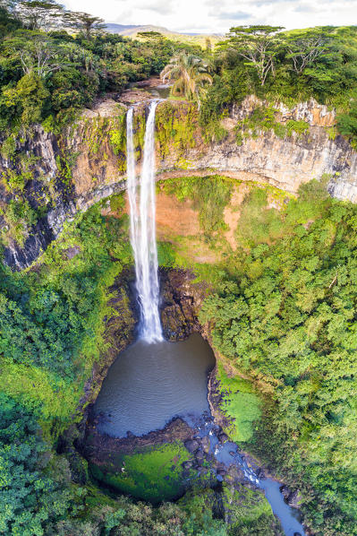 Aerial view of Chamarel waterfall. Chamarel, Black River (Riviere Noir), Mauritius, Africa
