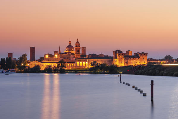 Mantua at dusk, Lombardy, Italy, Europe