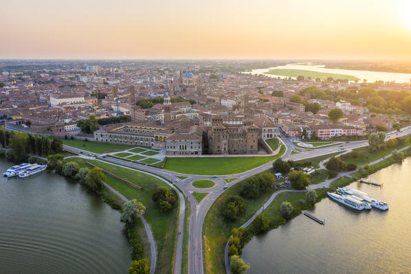 Aerial view of Mantua, Lombardy, Italy, Europe