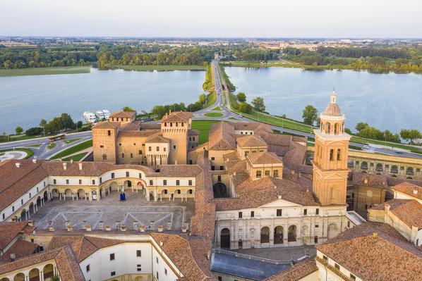 Aerial view of the old town of Mantua, Lombardy, Italy, Europe