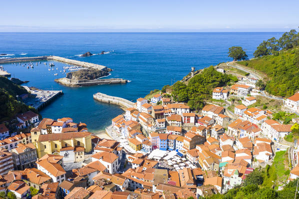 Aerial view of Cudillero, Asturias, Spain