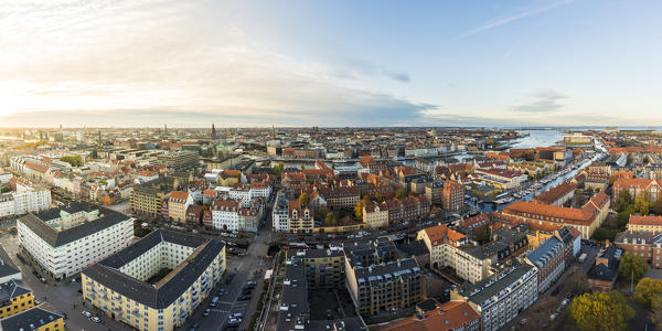 Copenhagen, Hovedstaden, Denmark, Northern Europe. High angle view of Copenhagen