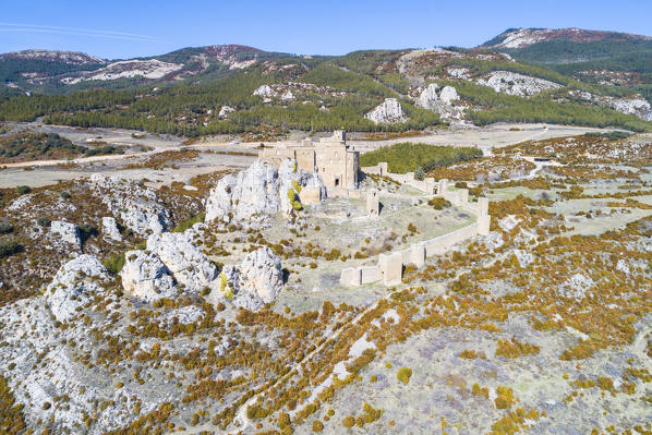 Aerial view of Loarre Castle. Loarre, Huesca province, Aragon, Spain, Europe