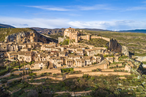 Alquezar village at sunset. Alquezar, Huesca, Spain, Europe 