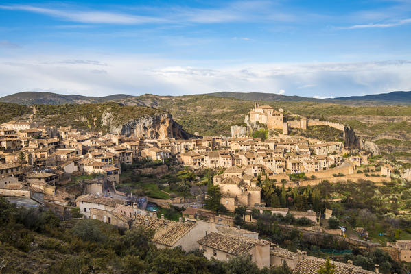 Alquezar village at sunset. Alquezar, Huesca, Spain, Europe