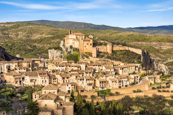 Alquezar village at sunset. Alquezar, Huesca, Spain, Europe