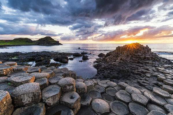 The Giant's Causeway, County Antrim, Ulster region, Northern Ireland, United Kingdom.