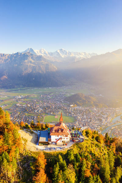 Harder Kulm and Interlaken valley. Harder Kulm, Canton of Bern, Switzerland, Europe