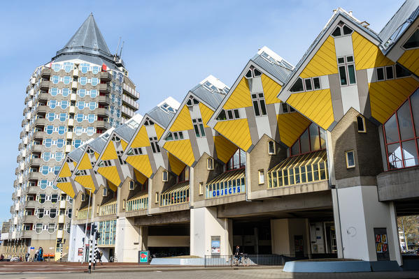 Cube houses in Overblaak Street in Rotterdam, Netherlands, Europe
