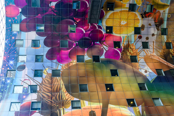 Artwork in Market Hall, Markthal, Binnenrotte square in Rotterdam, Netherlands, Europe
