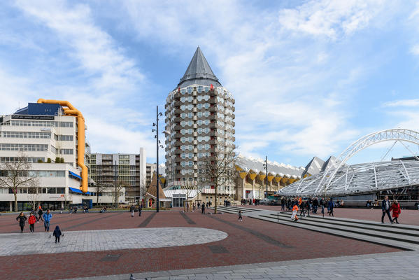 Cube houses in Overblaak Street in Rotterdam, Netherlands, Europe

