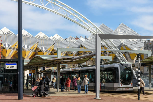 Cube houses in Overblaak Street in Rotterdam, Netherlands, Europe


