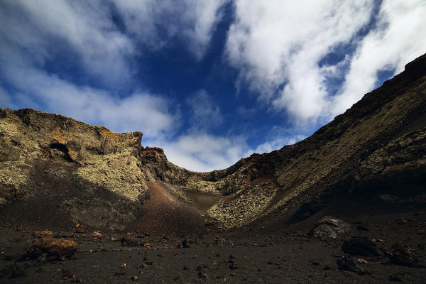 Blue Sky between the Timanfaya rocks, Timanfaya National Park, Lanzarote, Canary Islands, Spain