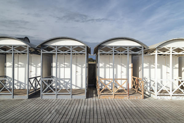 beach cabins, ostia, rome, italy