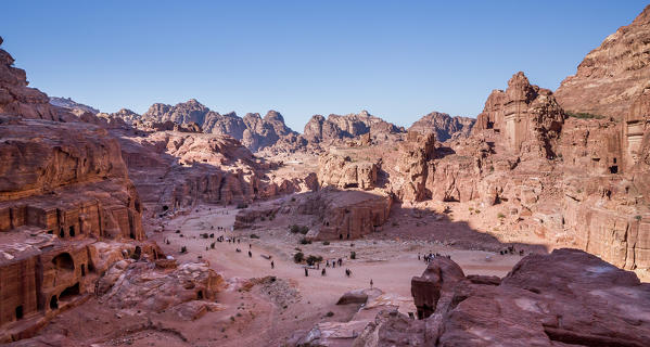 Cave of tombs in the ancient city of Petra, Jordan.
