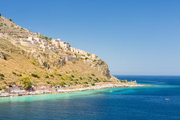 Turquoise sea color at Limeni village, Mani region, Peloponnese, Greece, Europe