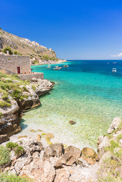 Turquoise sea color at Limeni beach, Mani region, Peloponnese, Greece, Europe