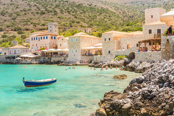 Turquoise sea at Limeni beach, Mani region, Peloponnese, Greece, Europe