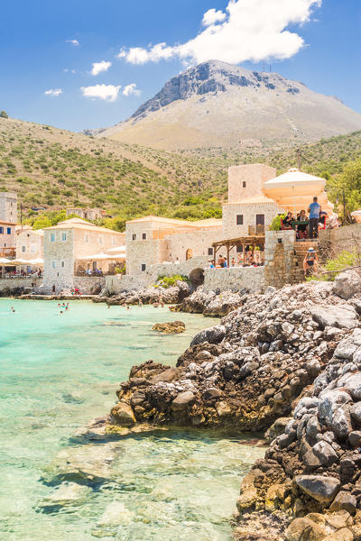 Crystal and turquoise sea at the coastal village of Limeni, Mani region, Peloponnese, Greece, Europe
