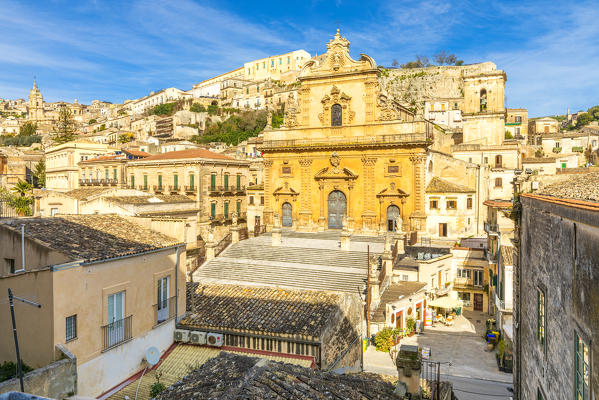 St Peter church in Modica viewed from an elevated terrace, Modica, Ragusa province, Sicily, italy