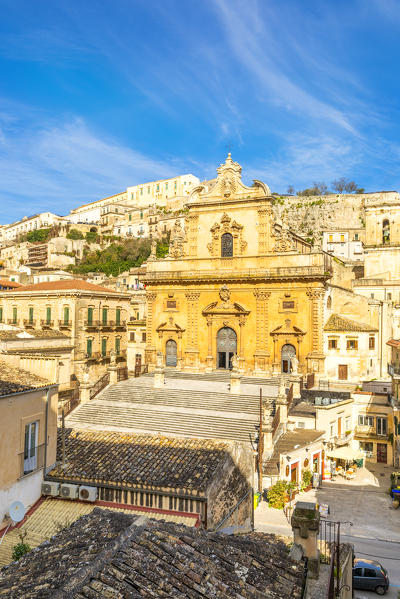 St Peter church in Modica viewed from an elevated terrace, Modica, Ragusa province, Sicily, italy