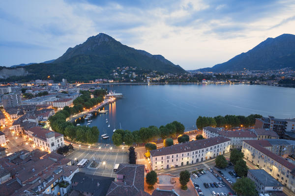 Panoramic view from the bell tower, Lecco province, Lombardy, North italy, Italy