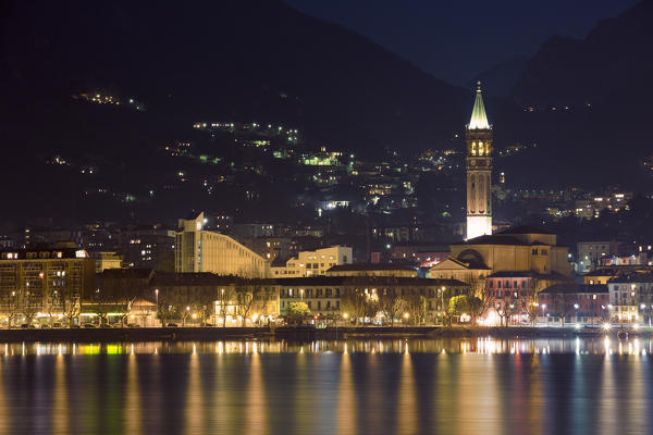 Lecco by night, Lecco province, lombardy, north italy, italy