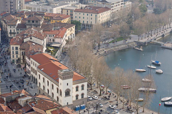 Elevated view from the bell tower, Lecco province, Lombardy, North Italy, Italy