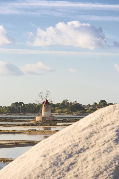 Close up of a pyramid of salt on the coast connecting Marsala to Trapani, Trapani province,Sicily,Italy