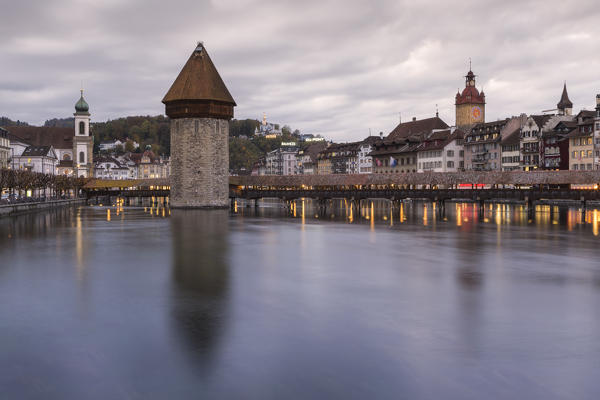 Kapellbrucke bridge, Lucerne, canton of Lucerne, Switzerland