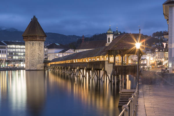 Kapellbrucke bridge, Lucerne, canton of Lucerne, Switzerland