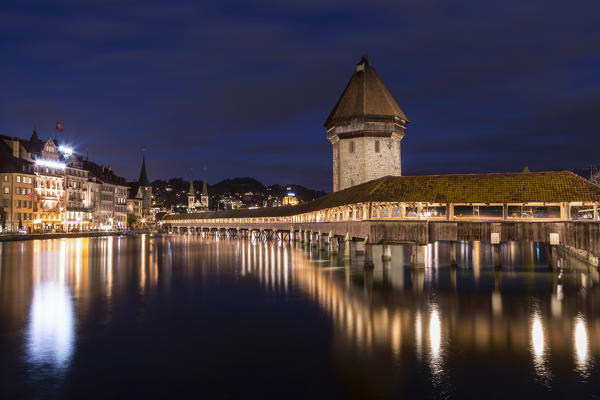 Kapellbrucke bridge, Lucerne, canton of Lucerne, Switzerland
