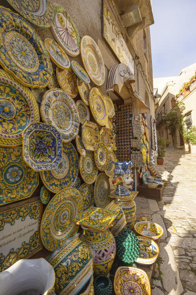 Pottery store in Erice, Trapani province, Sicily, Italy